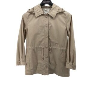 London Fog Women's Removable Hoodie Jacket Coat Weatherwear Lightweight Beige 16